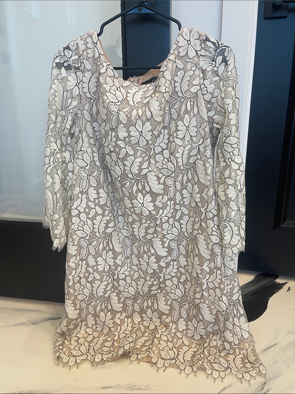 Jessica Howard Cream Floral Lace Long Sleeve Dress